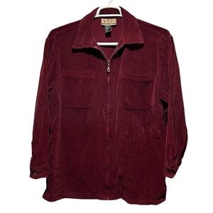Vintage 90s Express EXP Burgundy Corduroy Shirt Jacket Mens Large Zip Up Shacket